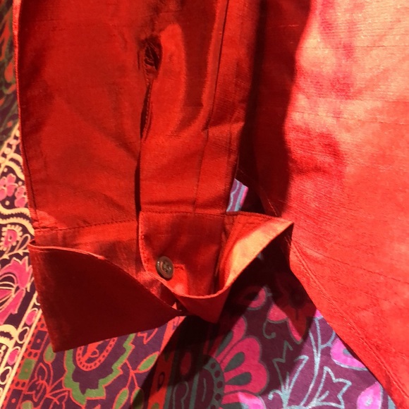Gap ruby red silk long sleeve button down blouse - Picture 2 of 4